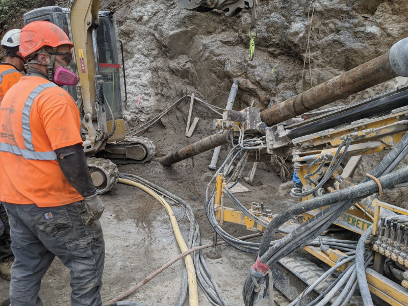 Micropile drilling on Hoonah Mountain