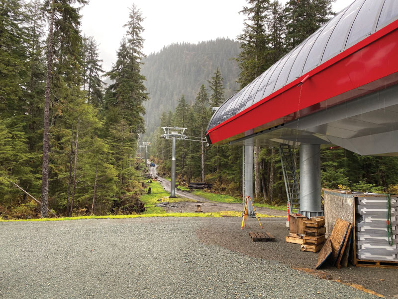 Sky Glider terminal with mountains in background