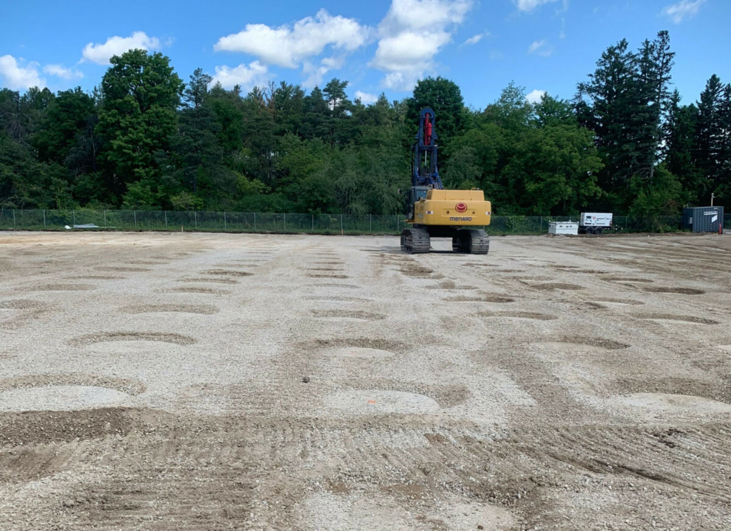 Rearview of equipment vehicle on construction site