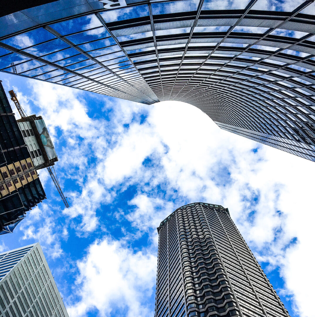 View of skyscrapers looking up