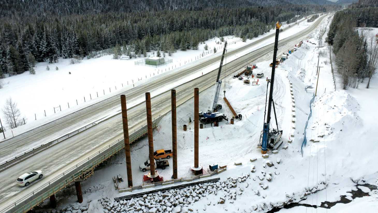 Highway construction in winter