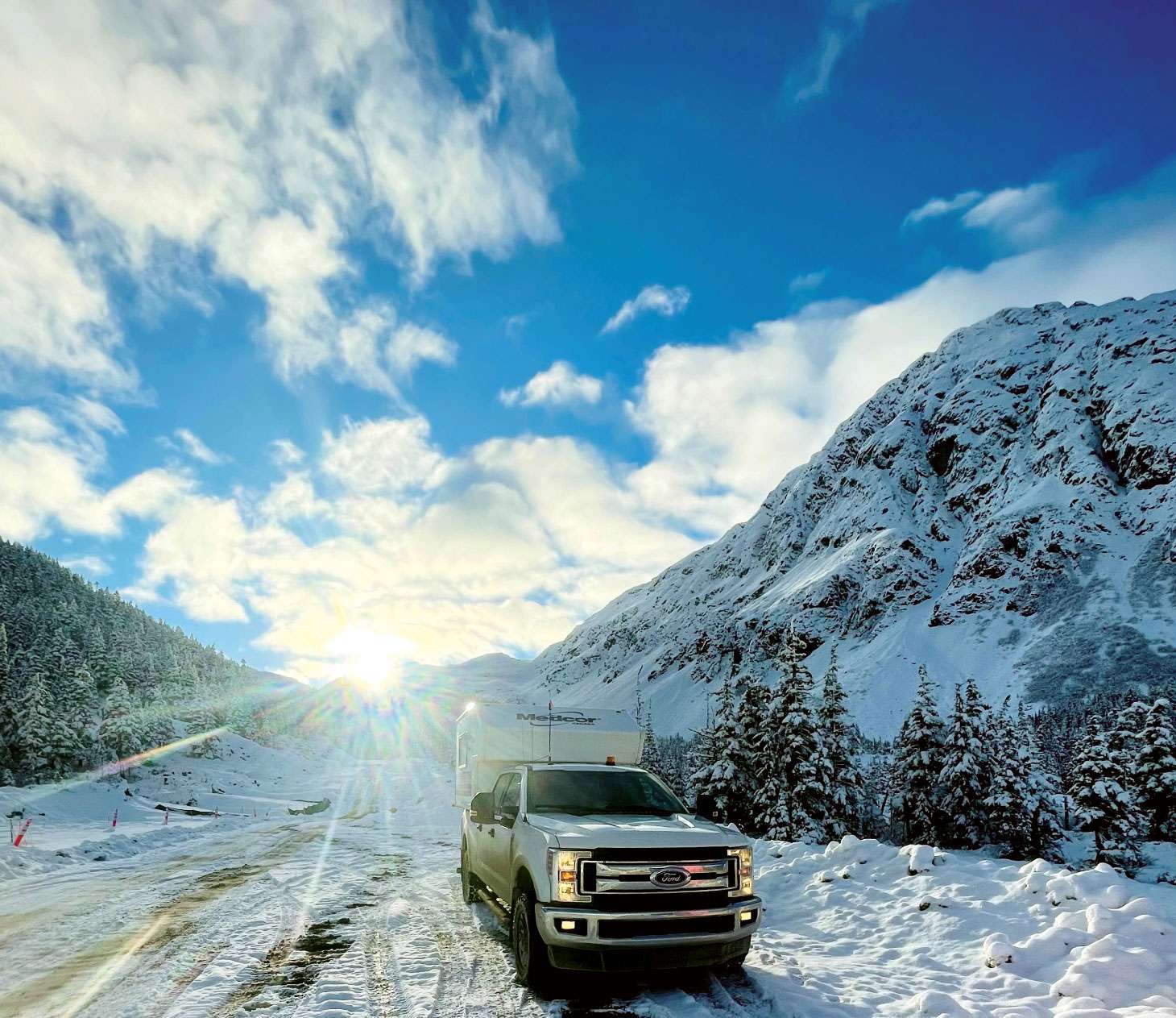 Medcor Canada vehicle with sun setting in background