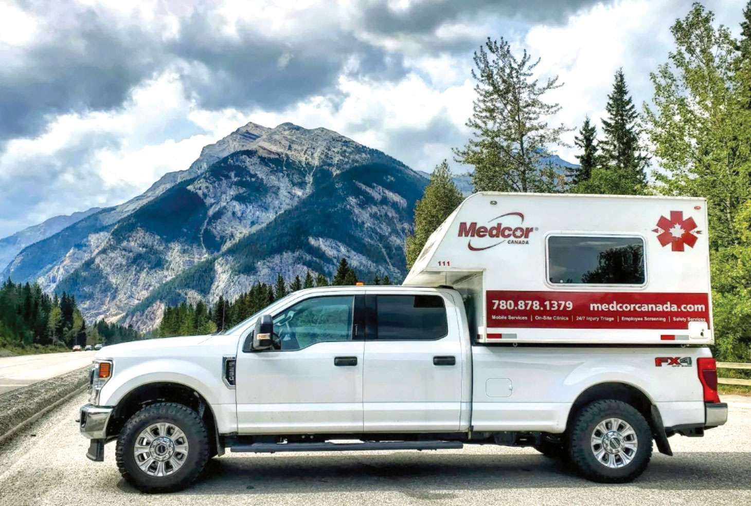 Medcor Canada vehicle with scenic mountains in background