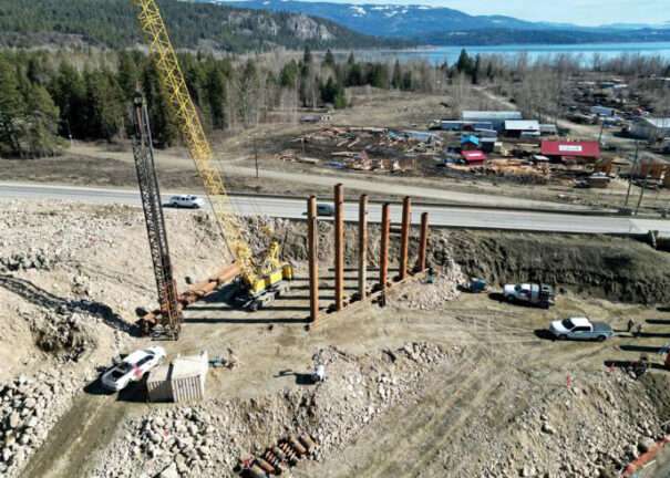 Aerial view of construction in progress