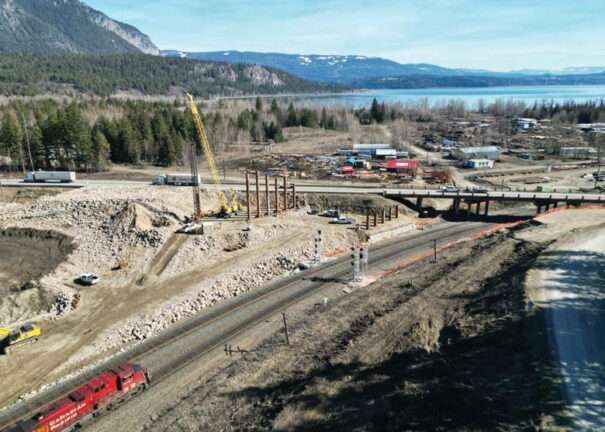 Aerial view of construction in progress