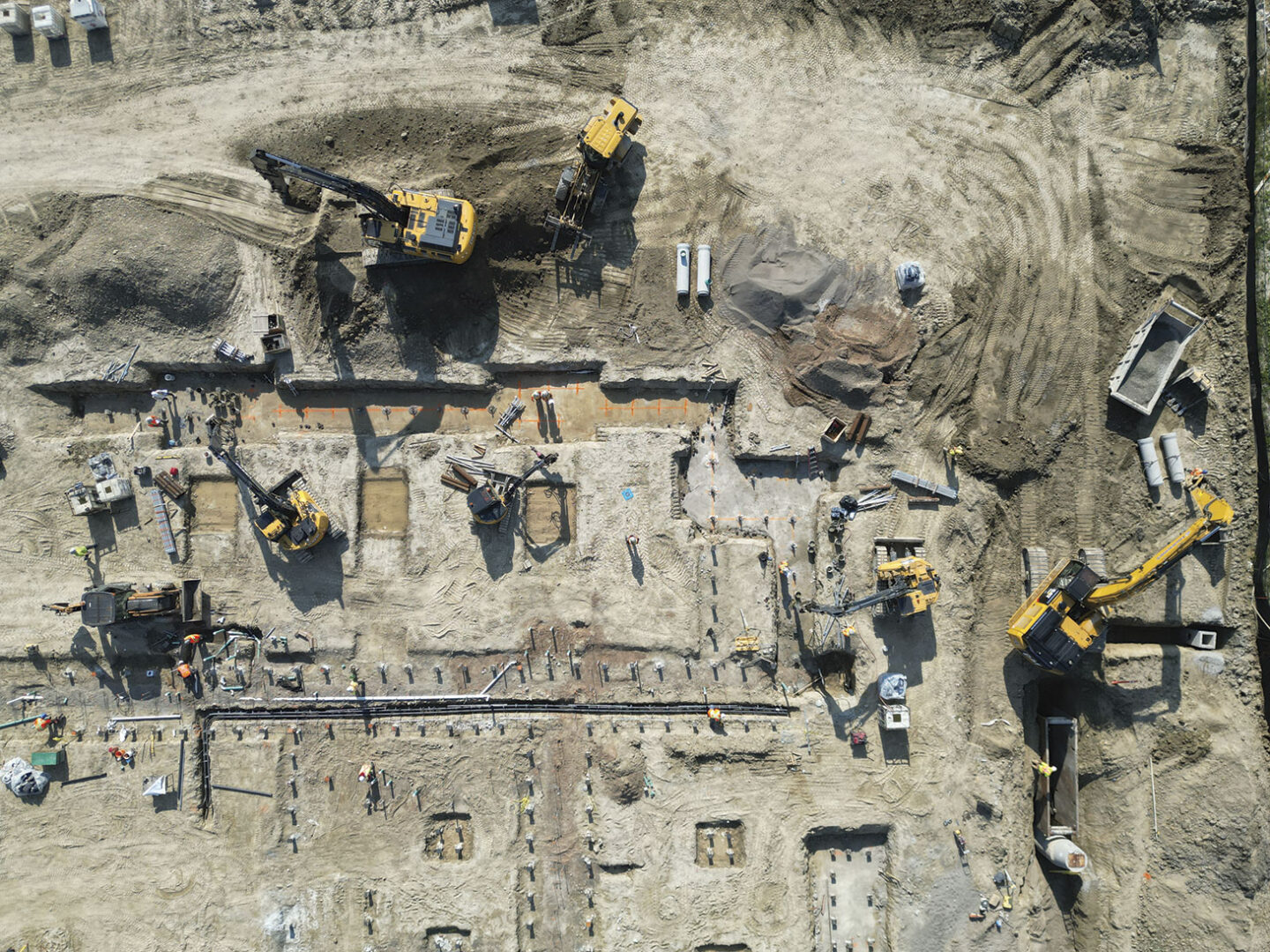 Aerial view of construction site