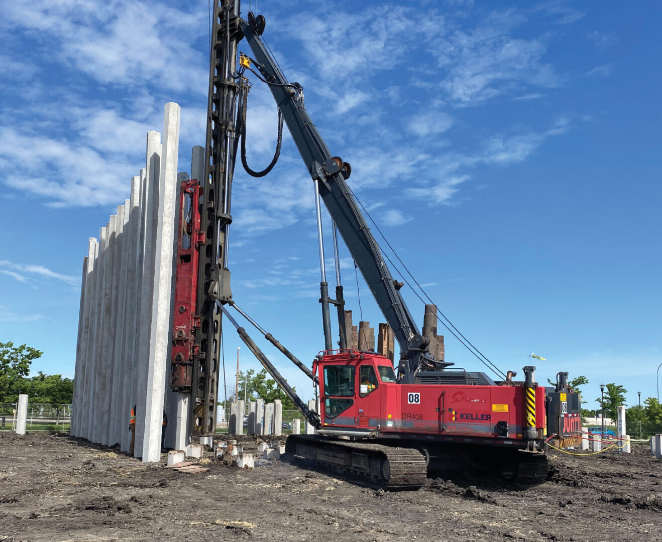 Keller machinery driving piles in to ground